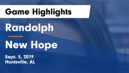 Randolph  vs New Hope  Game Highlights - Sept. 5, 2019