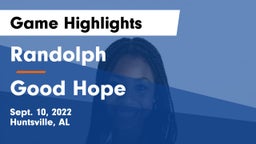 Randolph  vs Good Hope Game Highlights - Sept. 10, 2022