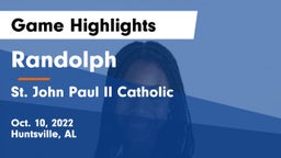 Randolph  vs St. John Paul II Catholic  Game Highlights - Oct. 10, 2022