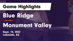 Blue Ridge  vs Monument Valley  Game Highlights - Sept. 10, 2022