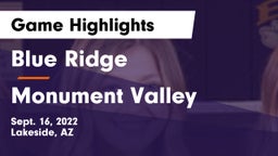 Blue Ridge  vs Monument Valley Game Highlights - Sept. 16, 2022