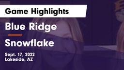 Blue Ridge  vs Snowflake Game Highlights - Sept. 17, 2022