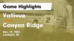 Vallivue  vs Canyon Ridge  Game Highlights - Dec. 19, 2023