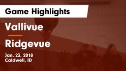 Vallivue  vs Ridgevue Game Highlights - Jan. 23, 2018