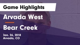 Arvada West  vs Bear Creek  Game Highlights - Jan. 26, 2018