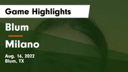 Blum  vs Milano Game Highlights - Aug. 16, 2022