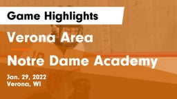 Verona Area  vs Notre Dame Academy Game Highlights - Jan. 29, 2022