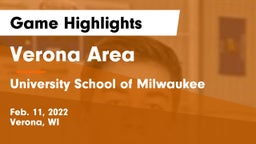 Verona Area  vs University School of Milwaukee Game Highlights - Feb. 11, 2022