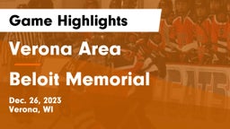 Verona Area  vs Beloit Memorial  Game Highlights - Dec. 26, 2023