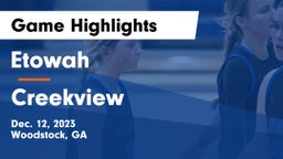 Etowah  vs Creekview  Game Highlights - Dec. 12, 2023