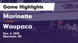 Marinette  vs Waupaca  Game Highlights - Dec. 4, 2020