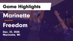 Marinette  vs Freedom  Game Highlights - Dec. 22, 2020