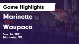 Marinette  vs Waupaca  Game Highlights - Jan. 16, 2021