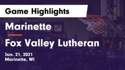 Marinette  vs Fox Valley Lutheran  Game Highlights - Jan. 21, 2021