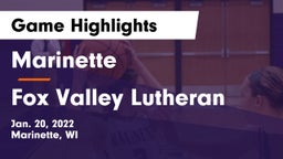 Marinette  vs Fox Valley Lutheran  Game Highlights - Jan. 20, 2022