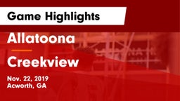 Allatoona  vs Creekview  Game Highlights - Nov. 22, 2019