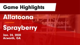 Allatoona  vs Sprayberry  Game Highlights - Jan. 24, 2020