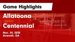 Allatoona  vs Centennial  Game Highlights - Nov. 24, 2020