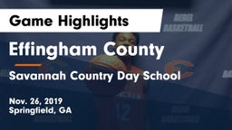 Effingham County  vs Savannah Country Day School Game Highlights - Nov. 26, 2019