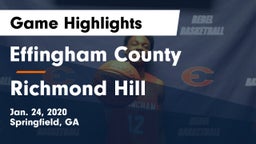 Effingham County  vs Richmond Hill  Game Highlights - Jan. 24, 2020