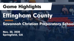 Effingham County  vs Savannah Christian Preparatory School Game Highlights - Nov. 30, 2020