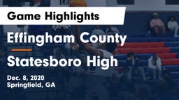 Effingham County  vs Statesboro High Game Highlights - Dec. 8, 2020