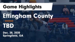 Effingham County  vs TBD Game Highlights - Dec. 28, 2020