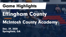 Effingham County  vs McIntosh County Academy  Game Highlights - Dec. 29, 2020