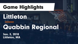 Littleton  vs Quabbin Regional  Game Highlights - Jan. 3, 2018