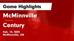 McMinnville  vs Century  Game Highlights - Feb. 14, 2020