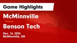 McMinnville  vs Benson Tech  Game Highlights - Dec. 16, 2023