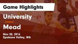 University  vs Mead  Game Highlights - Nov 30, 2016
