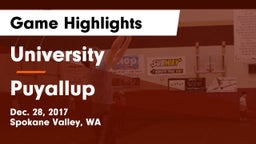 University  vs Puyallup Game Highlights - Dec. 28, 2017