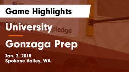 University  vs Gonzaga Prep  Game Highlights - Jan. 2, 2018