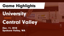 University  vs Central Valley  Game Highlights - Dec. 11, 2018
