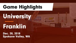 University  vs Franklin  Game Highlights - Dec. 28, 2018