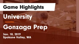 University  vs Gonzaga Prep  Game Highlights - Jan. 18, 2019