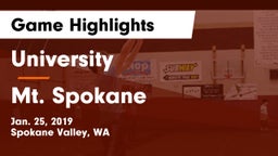 University  vs Mt. Spokane Game Highlights - Jan. 25, 2019