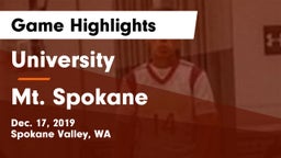 University  vs Mt. Spokane Game Highlights - Dec. 17, 2019