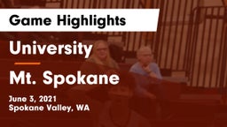 University  vs Mt. Spokane Game Highlights - June 3, 2021
