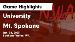 University  vs Mt. Spokane Game Highlights - Jan. 31, 2023