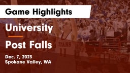 University  vs Post Falls  Game Highlights - Dec. 7, 2023