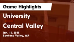 University  vs Central Valley  Game Highlights - Jan. 16, 2019