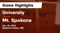 University  vs Mt. Spokane Game Highlights - Jan. 25, 2019