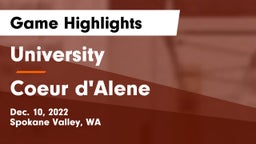 University  vs Coeur d'Alene  Game Highlights - Dec. 10, 2022