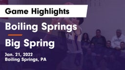 Boiling Springs  vs Big Spring  Game Highlights - Jan. 21, 2022