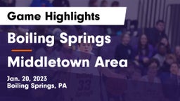 Boiling Springs  vs Middletown Area  Game Highlights - Jan. 20, 2023