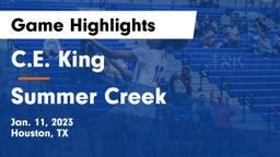 C.E. King  vs Summer Creek  Game Highlights - Jan. 11, 2023