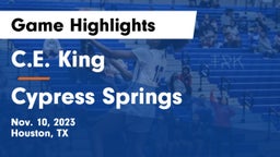 C.E. King  vs Cypress Springs  Game Highlights - Nov. 10, 2023