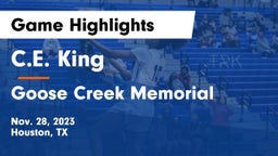 C.E. King  vs Goose Creek Memorial  Game Highlights - Nov. 28, 2023